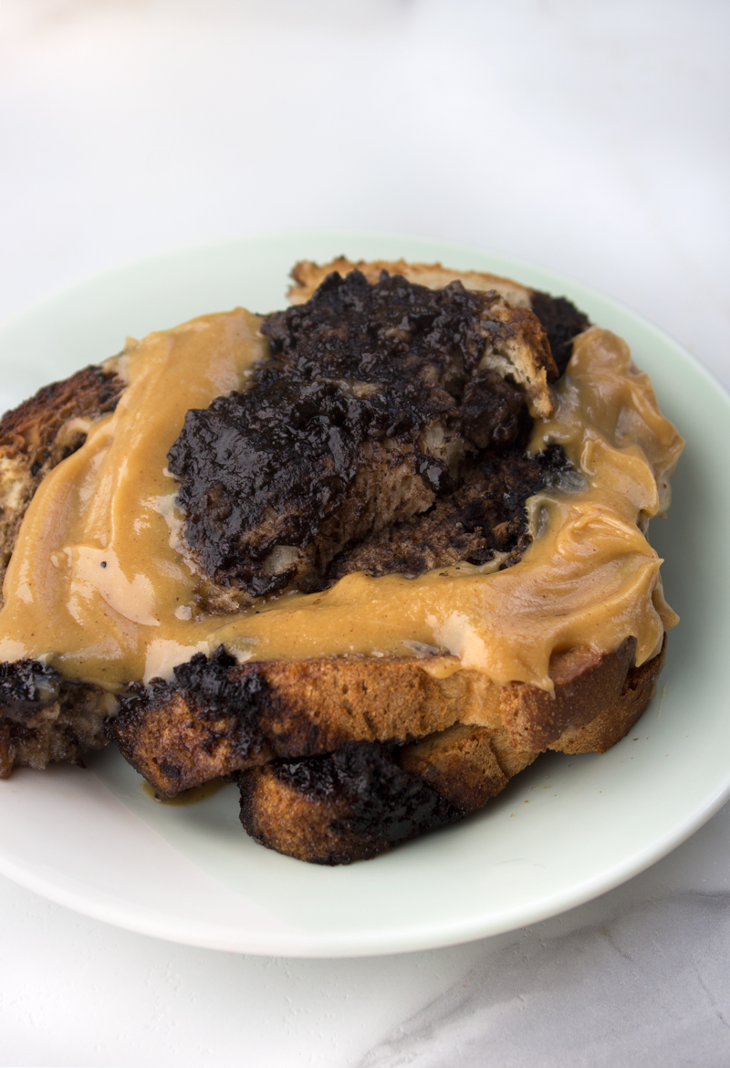 Hot Chocolate Baked French Toast with Peanut Butter Glaze Lauren Gaskill