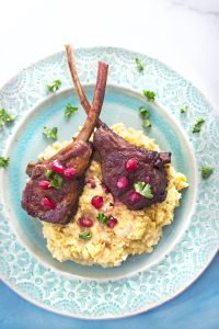 Pomegranate Braised Lamb with Lemony Chickpea Puree