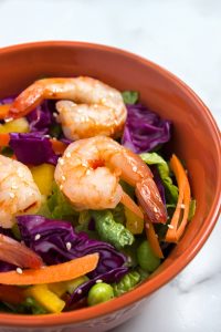 Chopped Asian Salad with Sweet Chili Glazed Shrimp