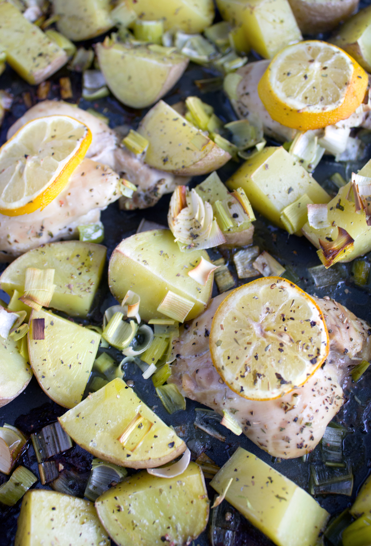Baked Lemon Chicken Thighs and Potatoes